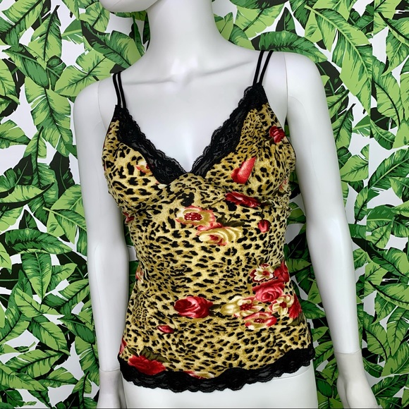 Retro Y2K Donna L'Oren Top Women's Size M/L Leopard Print 2000s Sexy Lounge - Picture 1 of 8